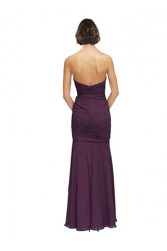 Pourpre Sirène Mousseline Longue Robes demoiselle d'honneur Grossiste