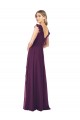 Pourpre Trapèze Col V Mousseline Longue Robes demoiselle d'honneur Grossiste