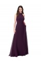 Pourpre Trapèze Licou Col Haut Mousseline Longue Robes demoiselle d'honneur Grossiste