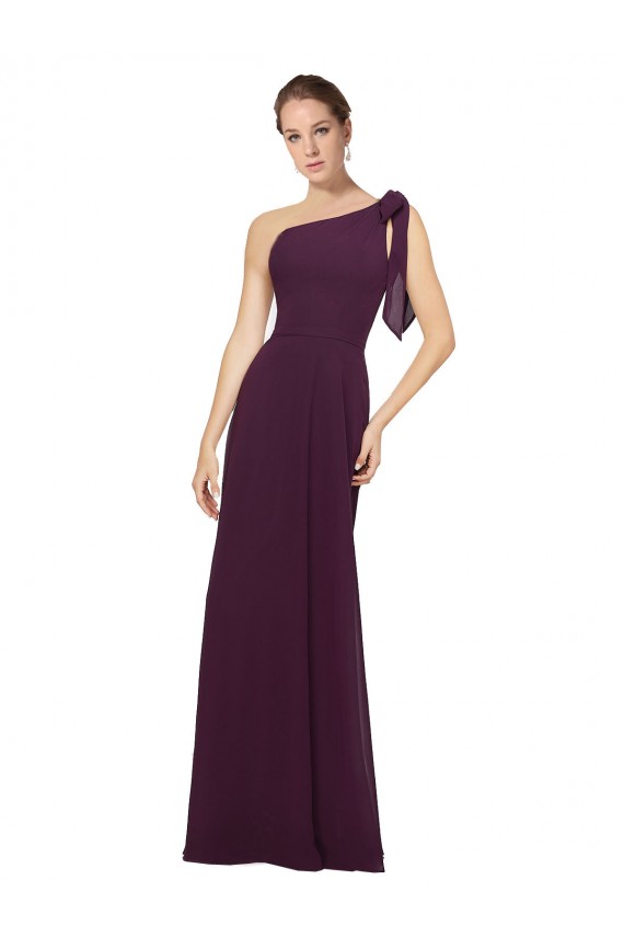 Pourpre Trapèze Mousseline Longue Robes demoiselle d'honneur Grossiste