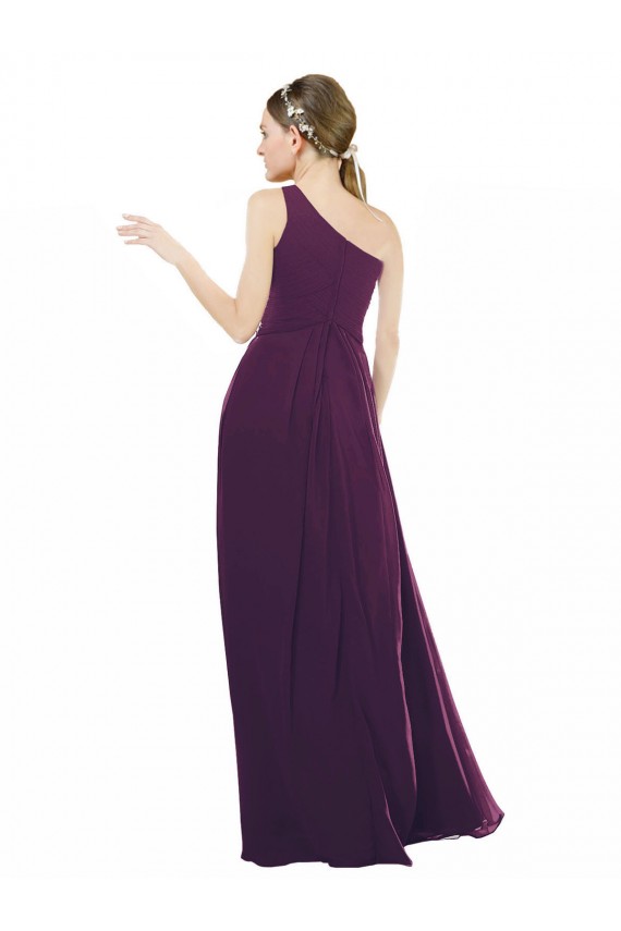 Pourpre Trapèze Mousseline Longue Robes demoiselle d'honneur Grossiste