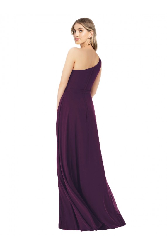 Pourpre Trapèze Mousseline Longue Robes demoiselle d'honneur Grossiste