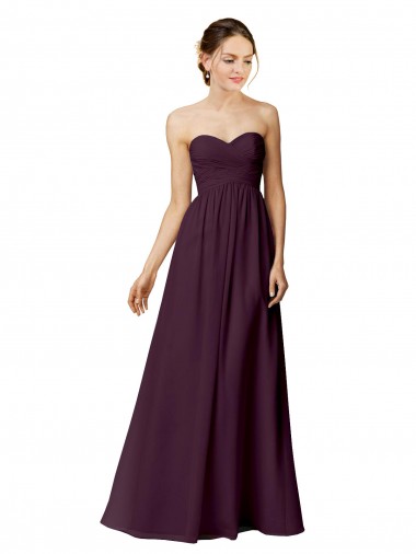 Pourpre Trapèze Sans bretelle Mousseline Longue Robes demoiselle d'honneur Grossiste