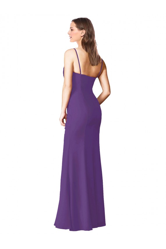 Prune Trapèze Sans bretelle Mousseline Longue Robes demoiselle d'honneur Grossiste