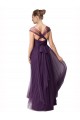 Prune Trapèze Tulle Longue Robes demoiselle d'honneur Grossiste