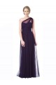 Prune Trapèze Tulle Longue Robes demoiselle d'honneur Grossiste
