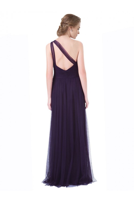Prune Trapèze Tulle Longue Robes demoiselle d'honneur Grossiste