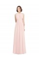 Rose 42 Trapèze Licou Mousseline Longue Robes demoiselle d'honneur Grossiste