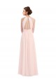 Rose 42 Trapèze Licou Mousseline Longue Robes demoiselle d'honneur Grossiste