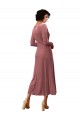 Rose Cannelle Trapèze Col V midi Velours Stretch Courte Robes demoiselle d'honneur / Robes de bal Grossiste