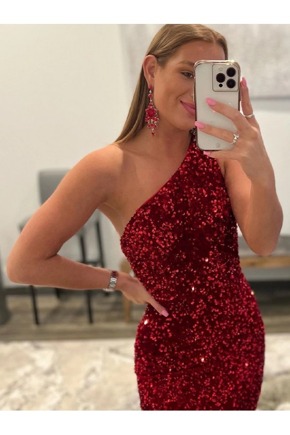 Rose Fourreau Balayage train Paillettes Velours Longue Robes de bal Grossiste