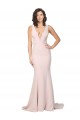 Rose Fourreau Col V Balayage train Crêpe Stretch Longue Formelles Robes demoiselle d'honneur / Robes de soirée / Robes de bal Grossiste
