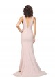 Rose Fourreau Col V Balayage train Crêpe Stretch Longue Formelles Robes demoiselle d'honneur / Robes de soirée / Robes de bal Grossiste