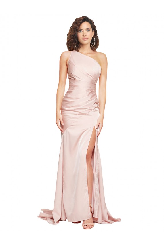 Rose Fourreau Satiné Soyeux Longue Formelles Robes demoiselle d'honneur / Robes de soirée / Robes de bal Grossiste