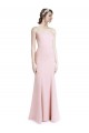 Rose Sirène Bretelles spaghetti Col Carré Crêpe Stretch Longue Robes demoiselle d'honneur / Robes de bal Grossiste