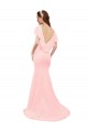 Rose Sirène Col V Mousseline Longue Robes demoiselle d'honneur Grossiste