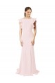 Rose Sirène Col bijou Balayage train Crêpe Stretch Longue Robes demoiselle d'honneur / Robes de bal Grossiste
