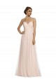 Rose Trapèze Bretelles spaghetti Tulle Longue Robes demoiselle d'honneur Grossiste