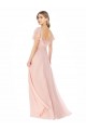 Rose Trapèze Col Carré Mousseline Longue Robes demoiselle d'honneur Grossiste