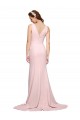 Rose Trapèze Col V Balayage train Crêpe Stretch Longue Robes demoiselle d'honneur / Robes de bal Grossiste