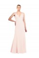 Rose Trapèze Col V Crêpe Stretch Longue Formelles Robes demoiselle d'honneur / Robes de soirée / Robes de bal Grossiste