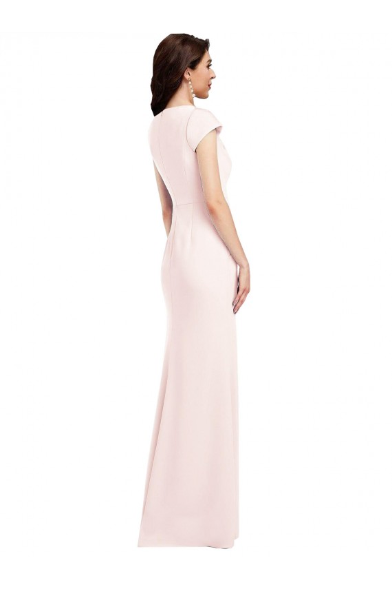 Rose Trapèze Col V Crêpe Stretch Longue Formelles Robes demoiselle d'honneur / Robes de soirée / Robes de bal Grossiste