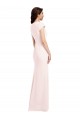 Rose Trapèze Col V Crêpe Stretch Longue Formelles Robes demoiselle d'honneur / Robes de soirée / Robes de bal Grossiste