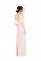 Rose Trapèze Col V Crêpe Stretch Longue Robes demoiselle d'honneur / Robes de bal Grossiste
