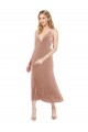 Rose Trapèze Col V midi Velours Stretch Courte Robes demoiselle d'honneur / Robes de bal / Robes de cocktail Grossiste