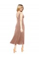 Rose Trapèze Col V midi Velours Stretch Courte Robes demoiselle d'honneur / Robes de bal / Robes de cocktail Grossiste