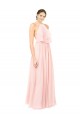 Rose Trapèze Licou Mousseline Longue Robes demoiselle d'honneur Grossiste