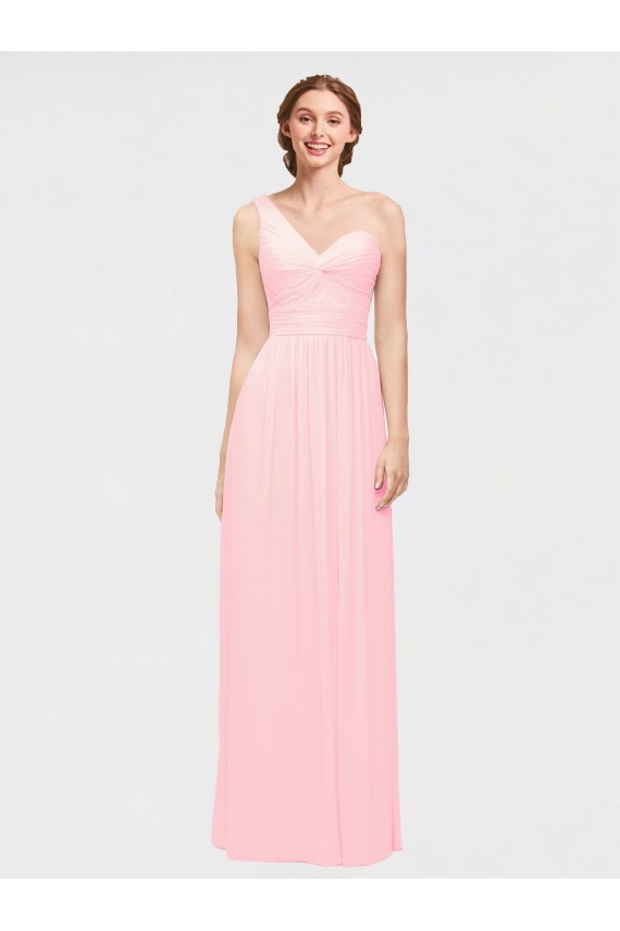 Rose Trapèze Mousseline Longue Robes demoiselle d'honneur Grossiste
