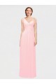 Rose Trapèze Mousseline Longue Robes demoiselle d'honneur Grossiste