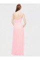 Rose Trapèze Mousseline Longue Robes demoiselle d'honneur Grossiste