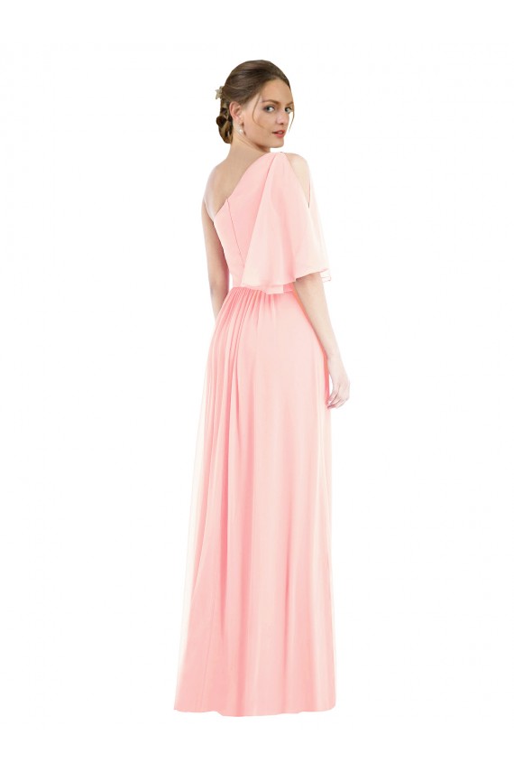 Rose Trapèze Mousseline Longue Robes demoiselle d'honneur Grossiste