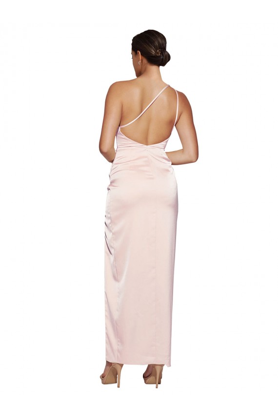 Rose Trapèze Satiné Soyeux Longue Robes demoiselle d'honneur / Robes de bal Grossiste