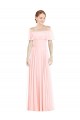 Rose Trapèze Épaule Dénudée Col Carré Mousseline Longue Robes demoiselle d'honneur Grossiste
