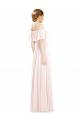 Rose Trapèze Épaule Dénudée Col Carré Mousseline Longue Robes demoiselle d'honneur Grossiste