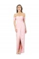 Rose Trapèze Épaule Dénudée Sans bretelle Mousseline Longue Asymétrique Robes demoiselle d'honneur Grossiste