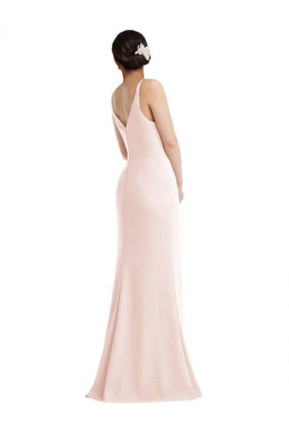 Rose Trompette Col V Crêpe Stretch Longue Formelles Robes demoiselle d'honneur / Robes de soirée / Robes de bal Grossiste