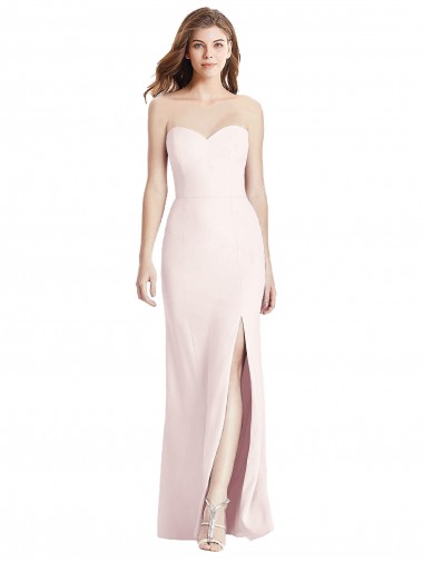 Rose Trompette Sans bretelle Crêpe Stretch Longue Robes demoiselle d'honneur / Robes de bal Grossiste