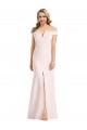 Rose Trompette Épaule Dénudée Col V Crêpe Stretch Longue Formelles Robes demoiselle d'honneur / Robes de soirée / Robes de bal Grossiste