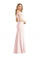 Rose Trompette Épaule Dénudée Col V Crêpe Stretch Longue Formelles Robes demoiselle d'honneur / Robes de soirée / Robes de bal Grossiste