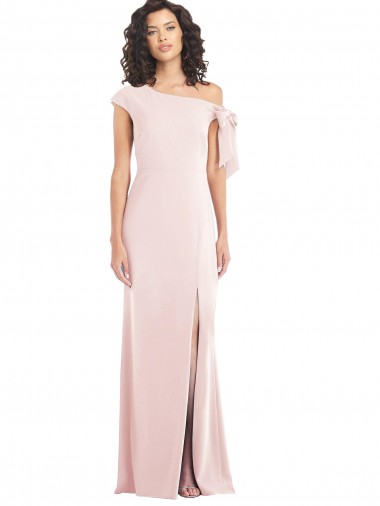 Rose Trompette Épaule Dénudée Crêpe Stretch Longue Formelles Robes demoiselle d'honneur / Robes de soirée / Robes de bal Grossiste