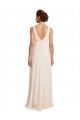 Rose crème Trapèze Bateau Col Haut Mousseline Longue Robes demoiselle d'honneur Grossiste
