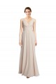 Rose crème Trapèze Col V Mousseline Longue Robes demoiselle d'honneur Grossiste