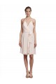 Rose crème Trapèze Licou Col V Mousseline Courte Robes demoiselle d'honneur / Robes de cocktail Grossiste
