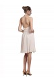 Rose crème Trapèze Licou Col V Mousseline Courte Robes demoiselle d'honneur / Robes de cocktail Grossiste