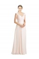 Rose crème Trapèze Mousseline Dentelle Longue Robes demoiselle d'honneur Grossiste