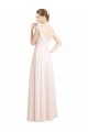 Rose crème Trapèze Mousseline Dentelle Longue Robes demoiselle d'honneur Grossiste